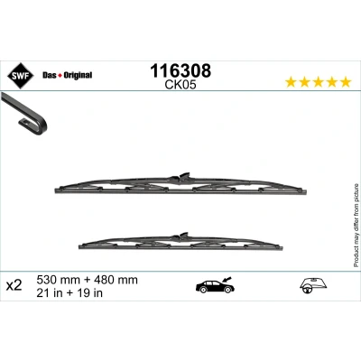 Immagine di Tergicristalli Swf 116308 530, 530mm anteriore Spazzola tergi a staffa per veicolo con guida Sx VOLKSWAGEN: Golf 3, 3 Variant, Cabrio