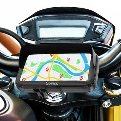 Immagine di porta cellulare moto valido per manubri di ogni tipo spessore e forma Custodia Impermeabile con Visiera Valida Smartphone fino a 7.5&quot; Schermo telefono
