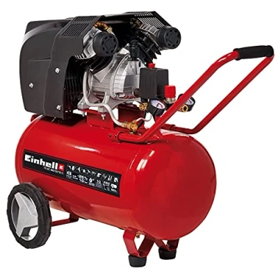 Immagine di Einhell TE AC 400/50/10 V Compressore (220 240 V, 2200 W, serbatoio aria 50 l, pressione max 10 bar, portata 270 l/min., cilindri 2, a olio, carrellato, inc. 2 manometri)