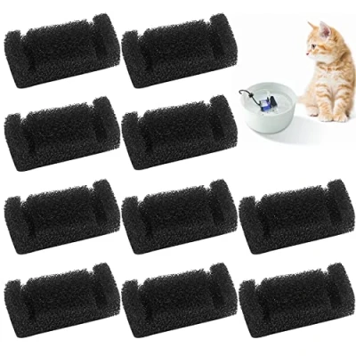 Immagine di 10 Pezzi Filtri Fontanella per Gatti, Filtro della Pompa, Spugna in Fontana Gatti Erogatore Automatico di Acqua Potabile da 2,5 L