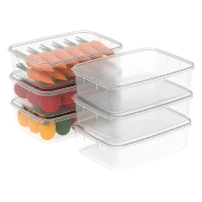Immagine di Cetomo 3.5L*6 Contenitore per Alimenti, Scatole Frigo in Plastica, Organizzer Frigorifero, Contenitori con Coperchio adatti Freezer, Senza BPA, Sicuro Microonde, Trasparente, 3.5L 6 Unità
