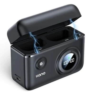 Immagine di llano LP E6NH E6P Caricatore rapido doppio USB C 18W compatibile con Canon EOS R5, R6 Mark II, 5D 6D 7D II III IV, 5Ds, 60D, 70D, 80D, 90D, Smart Digital Display, copertura a scatto magnetico