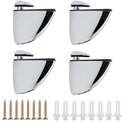 Immagine di 2 Pezzi Staffa Per Mensola In Vetro, Regolabili Lega Di Zinco Montaggio, Morsetto Vetro Regolabile, Supporto Utilizzate Mensole Legno/Vetro, Spessore 17 Mm