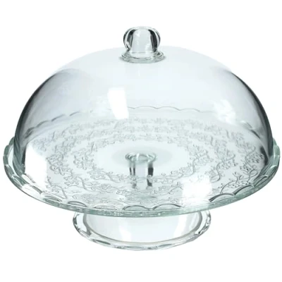 Immagine di KADAX Alzata per torta con coperchio, trasparente base, elegante piatto in vetro, campana torte robusto da portata (diametro rotondo 29 cm)