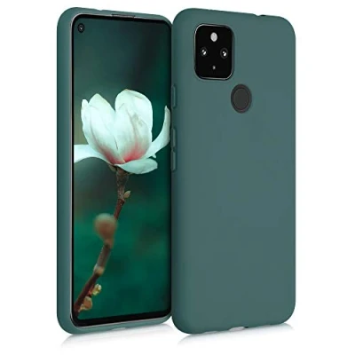 Immagine di kwmobile Custodia Compatibile con Google Pixel 4a 5G Cover Back Case per Smartphone in Silicone TPU Protezione Gommata verde blu