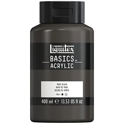 Immagine di Liquitex 8870335 Basics Pittura acrilica, Pigmenti per artisti monopigmentati, Resistente alla luce, durevole nel tempo, Finitura satinata, Flacone da 400 ml Nero Di Marte