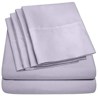 Immagine di queen Sheets Set di 6 lenzuola per letto size, collezione 1500 Supreme, in microfibra spazzolata, con tasche profonde, 2 federe extra, colore: lilla