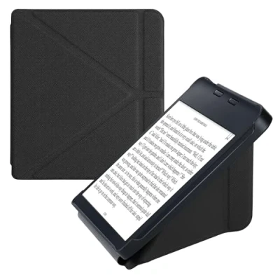 Immagine di kwmobile Custodia Pieghevole Origami Compatibile con Kobo Libra 2 Cover Magnetica Pelle PU eReader Stand nero