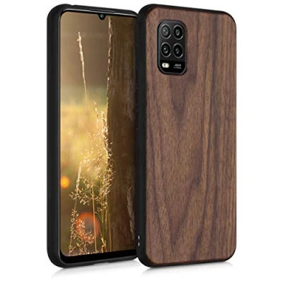 Immagine di kwmobile Custodia Compatibile con Xiaomi Mi 10 Lite (5G) Cover Protezione in Legno per Smartphone Back Case Bumper Silicone TPU marrone scuro