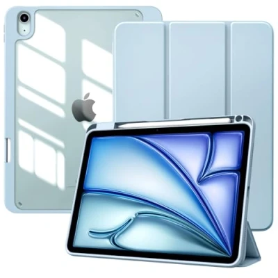Immagine di TiMOVO Cover per iPad Air 11 Pollici M2 2024, 6/5/4 Generazione 2024/2022/2020 10,9&quot; con Portapenna, Custodia Protettiva Guscio Posteriore Trasparente, Auto Sveglia/Sonno, Cielo Blu