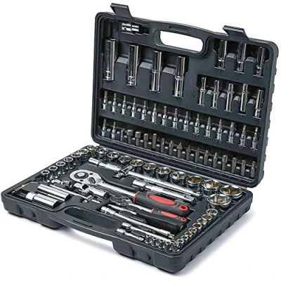Immagine di Wopeite 94 Pezzi Set di Chiavi a Bussola con Cricchetto 1/4&quot; Cromo Vanadio Cr V per auto fai da te Punte PH e PZ