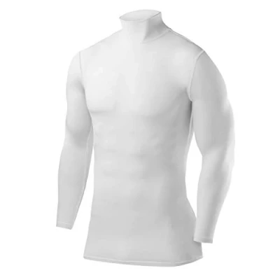 Immagine di PowerLayer Maglia Termica Uomo a Manica Lunga Compressione per Calcio e Sport Strato Base Maniche Lunghe Allenamento Corsa Ciclismo Bianco, X Large