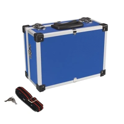 Immagine di Perel Custodia, tracolla, chiusura a chiave, 2 chiavi, alluminio, blu, 320 x 230 155 mm