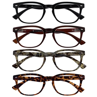 Immagine di The Reading Glasses Company Nero Marrone Grigio Lettori 4 Pacco Stile Gregory Peck Uomo Donna Cerniere Molla Rrrr14 1272T +2,50 88 Gr