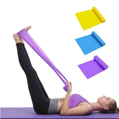 Immagine di Elastici Fitness (Set di 3), Bande Elastiche con 3 Livelli Resistenza, Fasce Ideale per Pilates, Yoga, Riabilitazione, Allenamento Forza e Flessibilità, Stretching