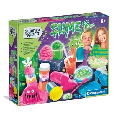 Immagine di Clementoni Scienza e Gioco Lab Slime Fluo Scientifico 8 Anni, Laboratorio Esperimenti, Squishy, Fabbrica Slime, Kit per Realizzare Piccolo Scienziato, in Italiano, 19397