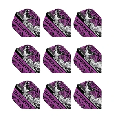 Immagine di RED DRAGON Snakebite Hardcore Coiled Snakeskin Purple Dart Flights 3 Sets per Pack (9 in Total)