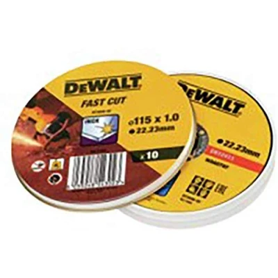 Immagine di DEWALT DISCO HIGH PERFORMANCE TAGLIO INOX PIATTO IN SCATOLA DI METALLO 115mm 1mm Confezione da 10 pezzi, DT3506 QZ