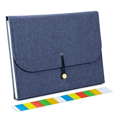 Immagine di Uquelic Raccoglitore documenti estensibile in Oxford con 13 tasche, formato lettera A4, a fisarmonica (blu)