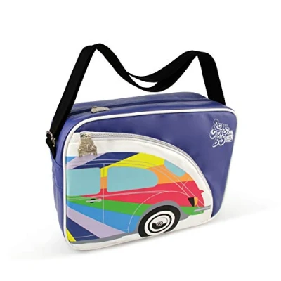 Immagine di Brisa VW Collection Volkswagen elegante borsa a tracolla regolabile, unisex, retrò/vintage, Maggiolino Beetle design (Strisce/Viola)
