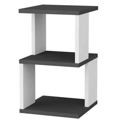 Immagine di Comodino Ianlana a 2 livelli in legno bianco e antracite Menzzo