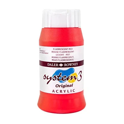 Immagine di Daler Rowney System 3 Tubetto di Colore Acrilico 500 ml Rouge Fluorescent