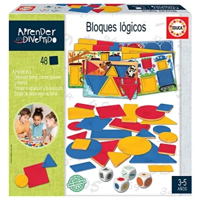 Immagine di Educa imparare è divertente Blocchi logici, 48 Figure in 4 modi diversi per far i bambini vari concetti e fare partnership, A partire da 3 anni (19325)