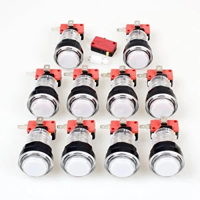 Immagine di EG STARTS 10 x Nuovo Arcade pulsanti 30 mm LED colore piena pulsante con micro interruttore per macchina modalitã Jamma PC gioco Multicade pezzi