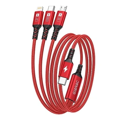 Immagine di 100W Cavo UBS C Ricarica Multiplo [1.2M] Multiplo,USB a USB PD [100W]+USB Lightning[27W]+USB Micro[10W] per Galaxy S23/iPad Pro,iPad Mini,MacBook Pro/Air/iPhone14 13 12,Huawe
