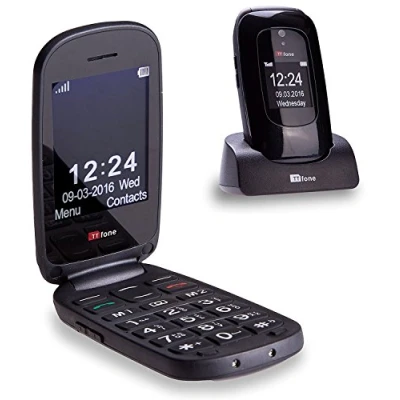Immagine di Cellulare a conchiglia e tasti larghi facile da utilizzare sim free TTfone Lunar (nero)