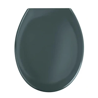 Immagine di Wenko Sedile WC Premium Ottana Grigio Scuro Antibatterico, Chiusura Ammortizzata, Fissaggio igienico in Acciaio Inox Fix Clip