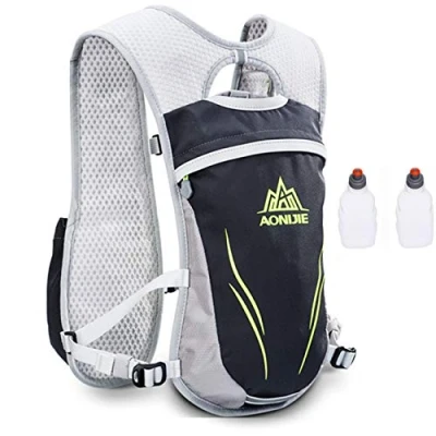 Immagine di AONIJIE Unisex 5.5L corsa a idratazione Vest zaino Hydration Pack (Grigio+2pcs 250ml Bottiglie)
