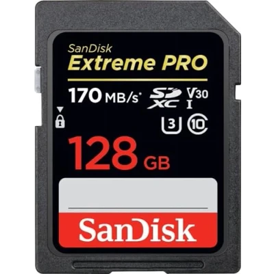 Immagine di SanDisk Extreme PRO 128GB SDXC Memory Card up to 170MB/s, UHS 1, Class 10, U3, V30