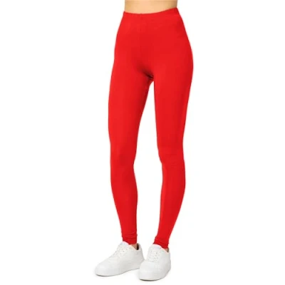 Immagine di Merry Style Leggings Lunghi Donna in Viscosa con Elastan Ampia Pantaloni Banda Elastica Leggins per Casa Palestra Tempo Libero MS10 143 (Rosso, S)