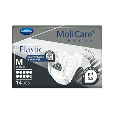 Immagine di MoliCare Premium Elastic: pannoloni per l&#039;incontinenza severa, donne e uomini; 10 gocce, taglia M, circonferenza vita 85 120 centimeters, 56 pezzi