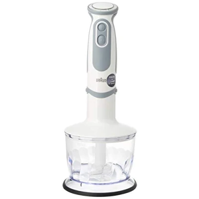 Immagine di Braun Minipimer 5237WH Frullatore a mano, 1000 W, 21 velocità e funzione Turbo, Campana anti schizzi, Powerbell Plus, Easy Click, con misurino da 600 ml, colore: bianco