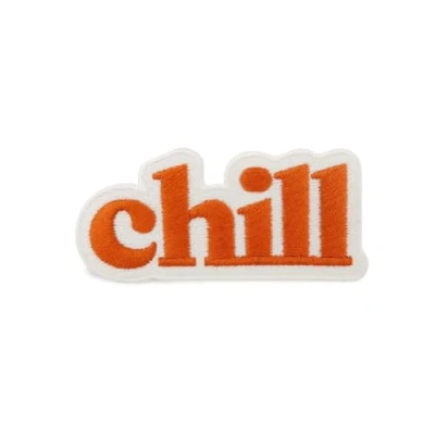 Immagine di Finally Home toppa termoadesiva Oranger Chill, con scritta retrò, vintage, hippie