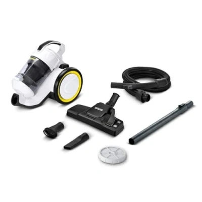Immagine di Kärcher Aspirapolvere multiciclonico VC 3, Senza Sacchetto, Raggio d&#039;Azione: 7,5 m, Peso: 4,4 kg, Incl. Filtro HEPA 13, Bocchetta per Pavimenti, Fessure, Spazzola Mobili