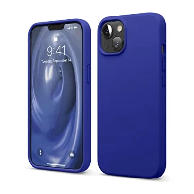 Immagine di elago Cover in silicone liquido compatibile con iPhone 13 (6.1&quot;), custodia premium, protezione completa antiurto a 3 strati, morbida microfibra che previene i graffi, colore: blu