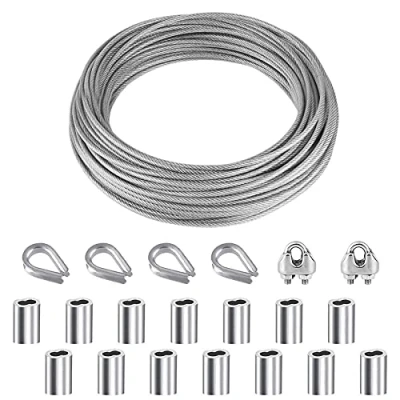 Immagine di YSDMY 21 Pezzi Cavetto in acciaio inossidabile Kit 10M corda cavo per da giardinaggio, sospensione lampade esterno