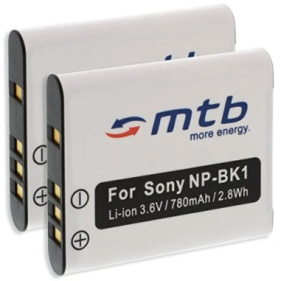 Immagine di 2x Batterie NP BK1 compatibile con Sony Cyber shot DSC S950, S980, W370... (v. lista)