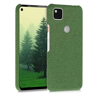 Immagine di kwmobile Cover Rigida Compatibile con Google Pixel 4a Custodia Cellulare Back Case Protettiva in Tessuto Verde