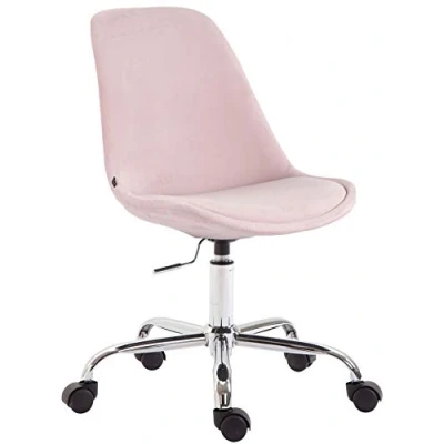 Immagine di CLP Sedia Ufficio Toulouse in Velluto I Scrivania Girevole E Regolabile Studio Metallo, Colore:Rosa