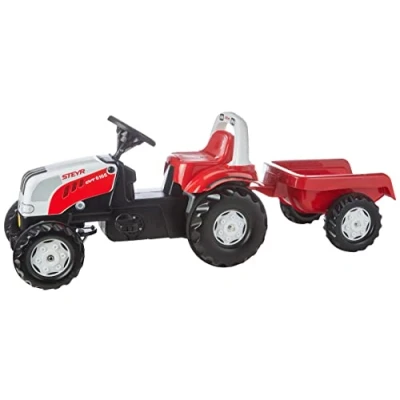Immagine di Rolly Toys Trattore a Pedali Kid Steyr 6190 CVT con Roll Bar e Rimorchio, Large, 01 251 0