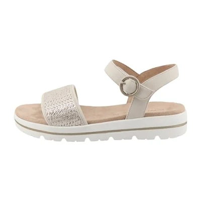 Immagine di TOM Tailor Licence Flache MIT Flechtmuster Sandali, Donna, Taglia: 40, Gold Poliestere / cotone