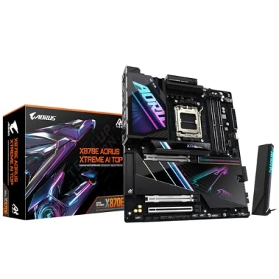 Immagine di GIGABYTE X870E AORUS XTREME AI TOP Supporta CPU AMD Ryzen serie 9000, VRM 18+2+2 fasi, fino a 8800 MHz DDR5 (OC), 1xPCIe 5.0 M.2 + 3xPCIe 4.0 M.2, WI FI 7, 10GbE LAN, USB 4