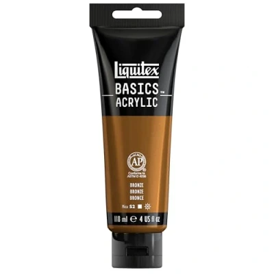 Immagine di Liquitex 8870057 Basics Pittura acrilica, Pigmenti per artisti monopigmentati, Resistente alla luce, durevole nel tempo, Finitura satinata, Tubo da 118 ml Bronzo