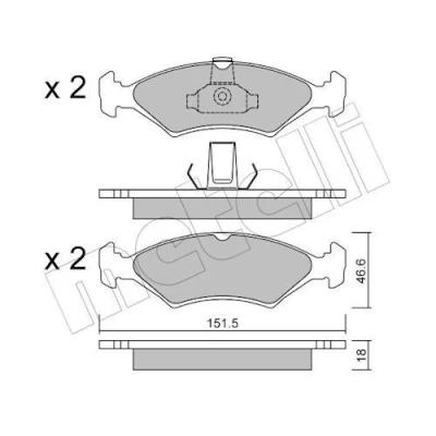 Immagine di METELLI 22 0093 0 Kit pastiglie freno senza contatto segnalazione usura FORD: Fiesta 4, Puma Hatchback, Mk4 Van