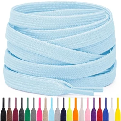 Immagine di Miscly Lacci Piatti per Scarpe Sportive, Disponibili in Varie Lunghezze e Colori (Azzurro, 69 cm)