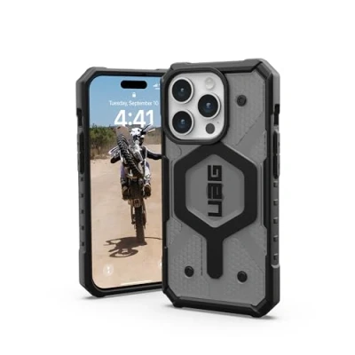 Immagine di Urban Armor Gear Pathfinder MagSafe Backcover per cellulare Apple iPhone 15 Pro Grigio (trasparente) Compatibile con